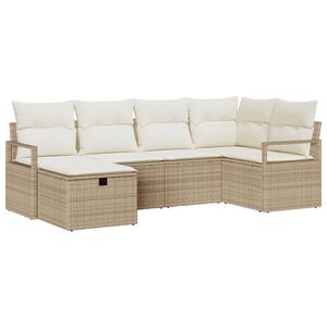 vidaXL Set Divano da Giardino con cuscino 6 pcs Beige Poly Rattan
