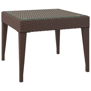 vidaXL Tavolino Marrone 50x50x38 cm Polyrattan e Vetro Temperato