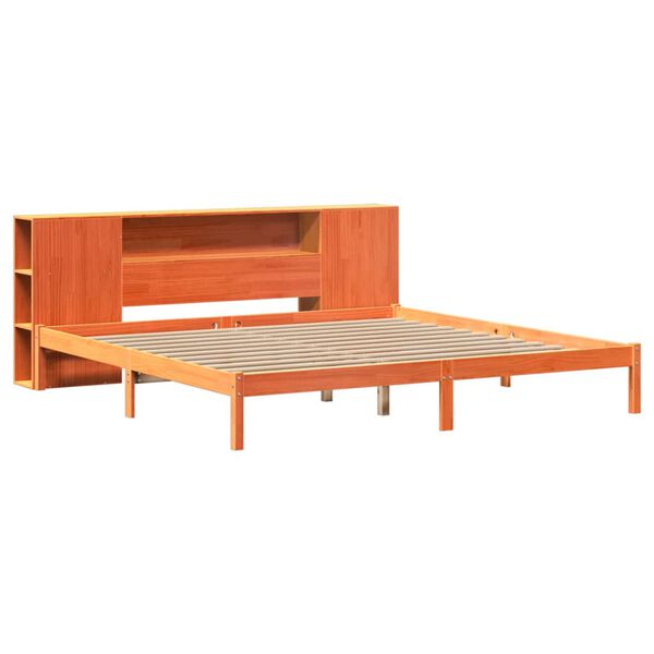 vidaXL Letto Libreria senza Materasso Marrone Cera 180x200 cm in Pino