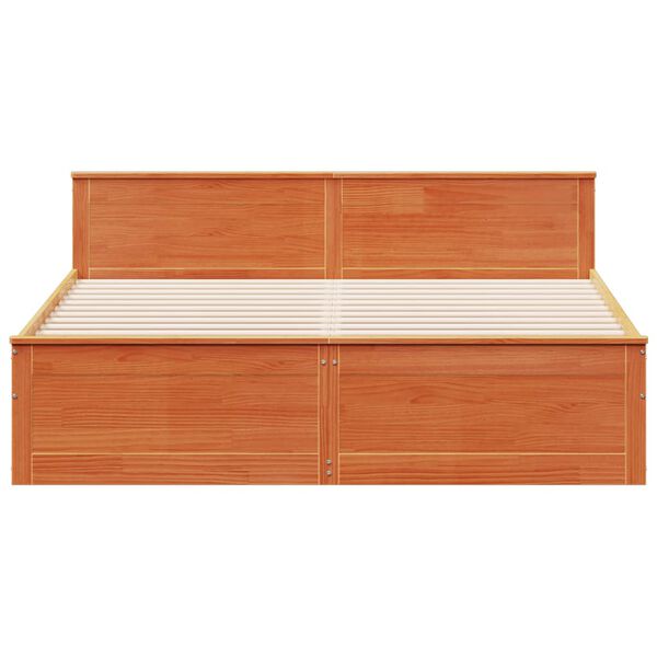 vidaXL Giroletto senza Materasso con Testiera Marrone Cera 180x200Pino