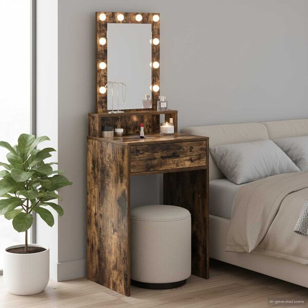 vidaXL Tavolo da Trucco Marrone 50 x 41 x 140 cm Legno multistrato