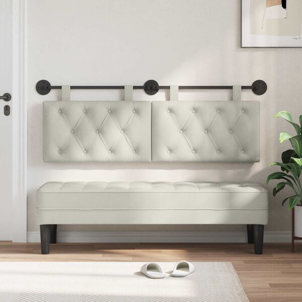 vidaXL Testata appesa Montaggio a parete Crema 150 x 55 x 7 cm Velluto