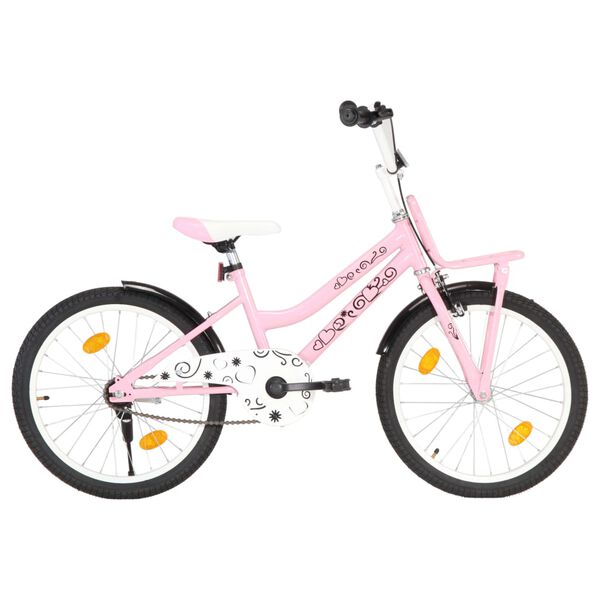 vidaXL Bici per Bambini con Trasportino Frontale 20'' Rosa e Nera