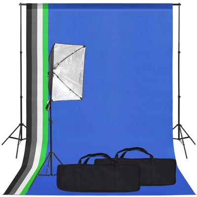 vidaXL Kit per Studio Fotografico con Luce Softbox e Fondale