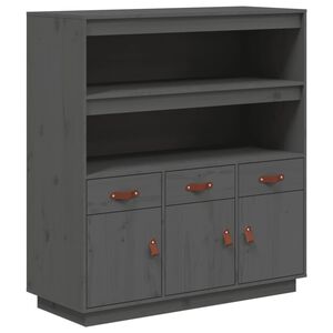 vidaXL Credenza Grigia 100x40x108,5 cm in Legno Massello di Pino
