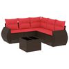 vidaXL Set Divani da Giardino 6 pz con Cuscini Marrone in Polyrattan
