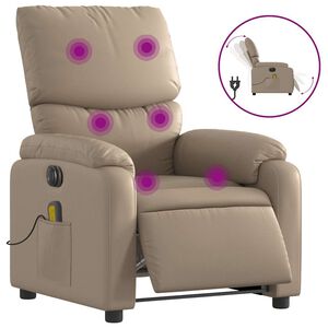 vidaXL Poltrona Reclinabile Massaggio Elettrica Cappuccino Similpelle