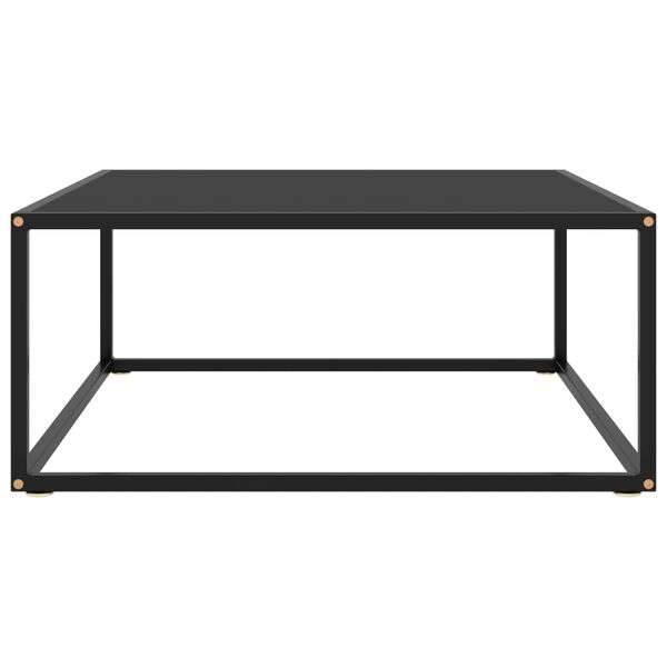 vidaXL Tavolino da Salotto Nero con Vetro Nero 80x80x35 cm