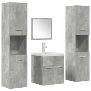 vidaXL Set Mobili da Bagno 5 pz Grigio Cemento in Legno Multistrato