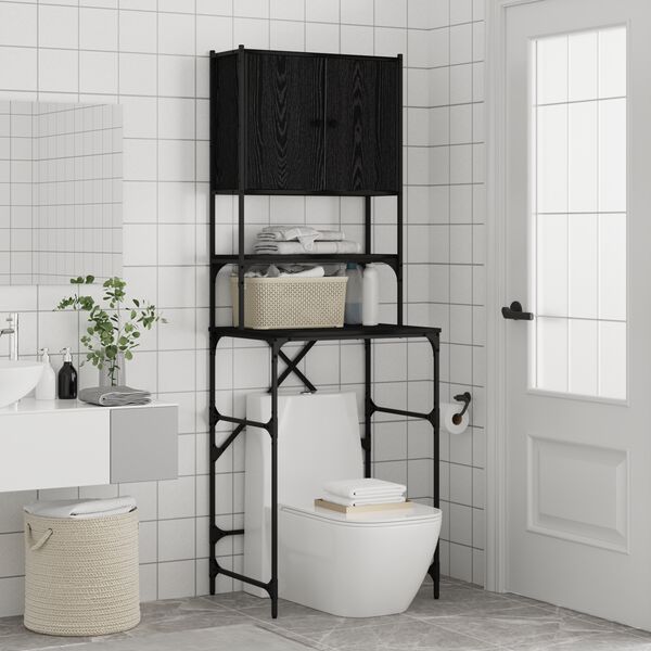 vidaXL Armadio per Lavatrice Rovere Nero 68 x 48,5 x 194 cm