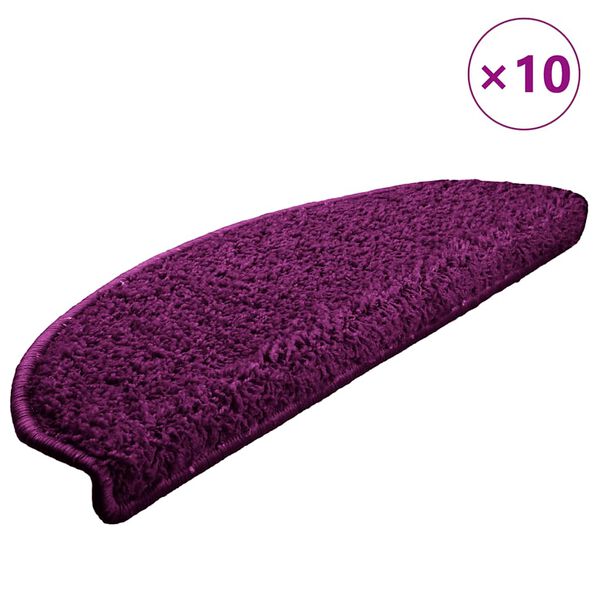 vidaXL Tappetini per scale 10 pz 65x21x4 cm Viola Semicircolari Grandi