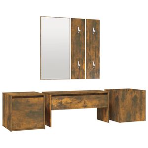 vidaXL Set di Mobili da Corridoio Rovere Fumo in Legno Multistrato