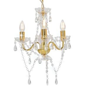 vidaXL Lampadario con Perline Dorato Tondo 3 E14
