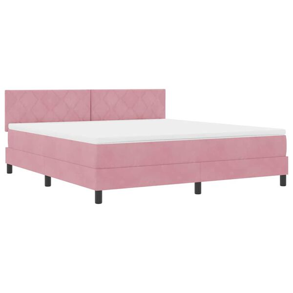 vidaXL Letto a Sorgente LED con materasso Rosa 180 x 200 cm Velluto