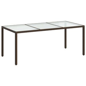 vidaXL Tavolo Giardino Marrone 190x90x75cm Vetro Temperato Polyrattan
