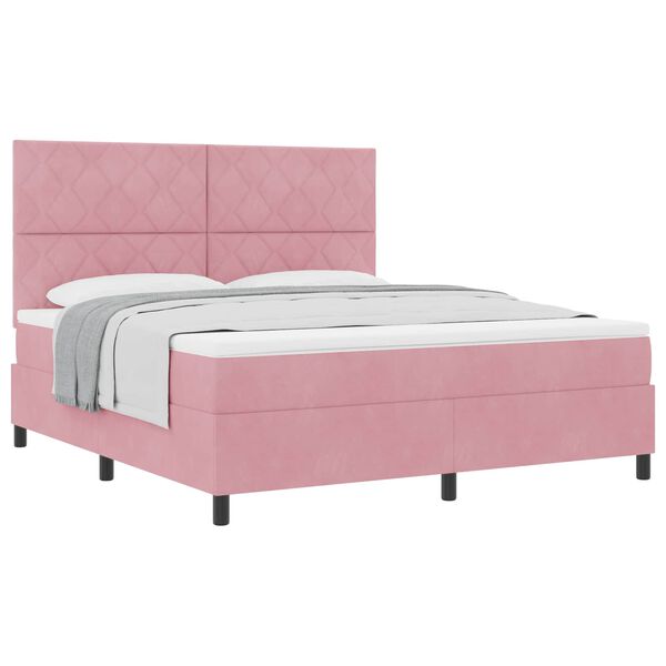 vidaXL Letto a molle con materasso Rosa 180 x 200 cm Tessuto