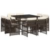 vidaXL Set da Pranzo da Giardino 9pz con Cuscini Marrone in Polyrattan