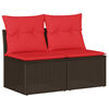 vidaXL Set Divano Giardino 4 pz con Cuscini Marrone Polyrattan Acacia