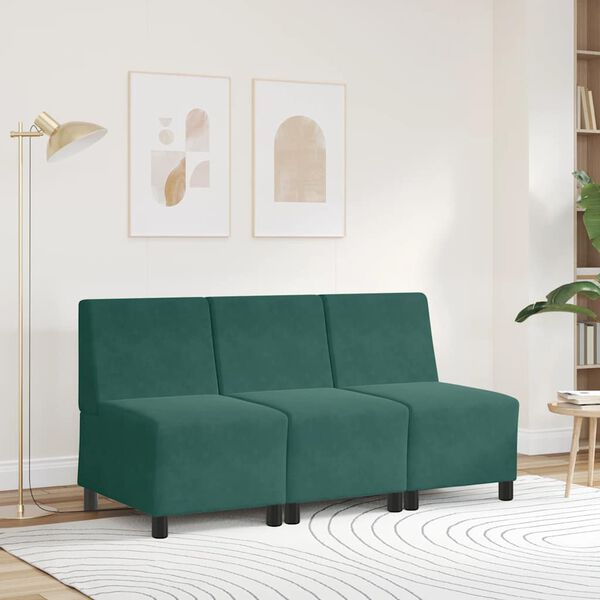 vidaXL Divano componibile senza braccioli verde scuro 55 cm in velluto