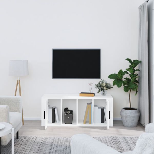 vidaXL Mobile Porta TV Bianco 100x35x40 cm in Legno Multistrato