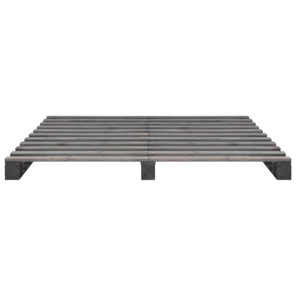 vidaXL Giroletto in Pallet Grigio Legno Massello di Pino 200x200 cm