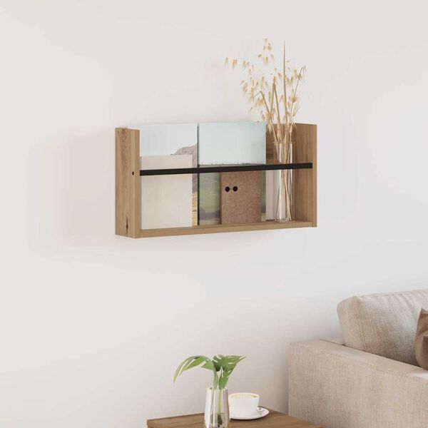 vidaXL Scaffale per riviste Rovere artigianale 60 x 12 x 30 cm