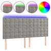 vidaXL Testiera a LED Grigio Chiaro 200x5x118/128 cm in Velluto