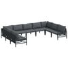 vidaXL Set Divano da Giardino 9 pz Nero Acciaio
