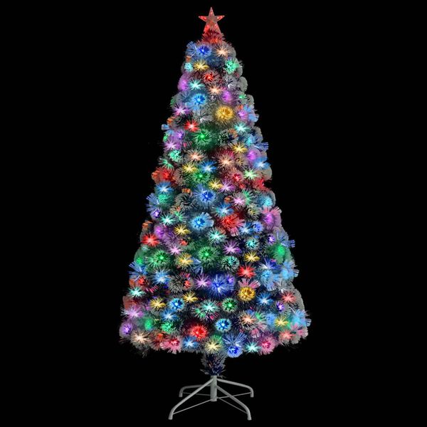 vidaXL Albero Natale Preilluminato Bianco e Blu 120 cm in Fibra Ottica