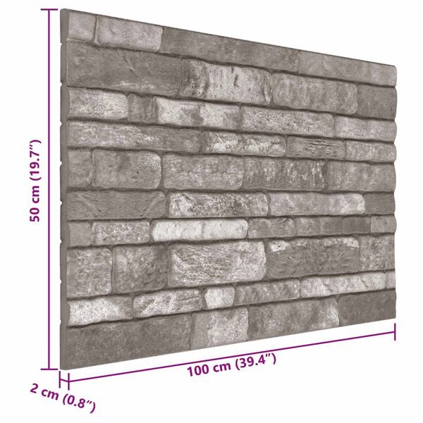 vidaXL Pannelli da parete 10 pcs Grigio Scuro 100 x 50 cm Schiuma EPS