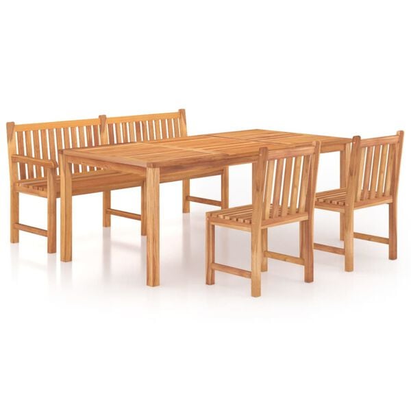 vidaXL Set da Pranzo per Giardino 4 pz in Legno Massello di Teak