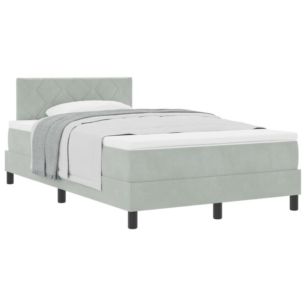 vidaXL Letto a molle con materasso Grigio chiaro 120 x 200 cm Velluto