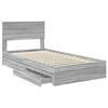 vidaXL Letto con Contenitore con testiera Grigio Sonoma 100 x 200 cm