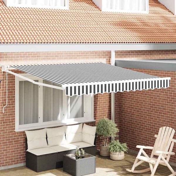 vidaXL Tenda da Sole Antracite e Bianca 3x2,5 m Tessuto e Alluminio