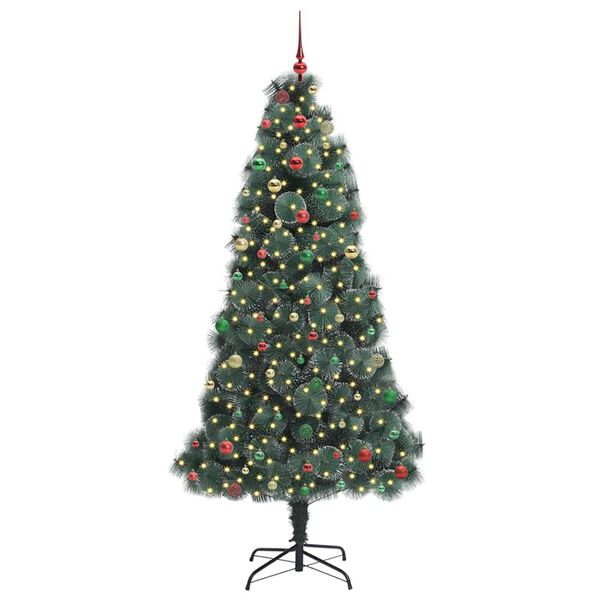 vidaXL Albero di Natale artificiale preilluminato con set di palline