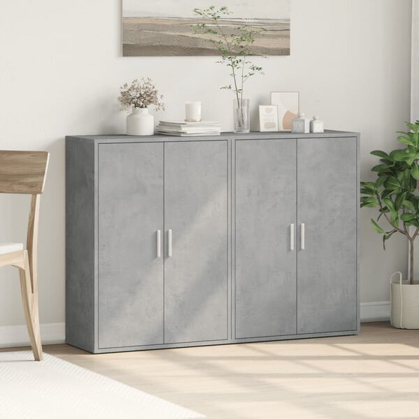 vidaXL Credenze 2 pz Grigio Cemento 60x31x84 cm in Legno Multistrato