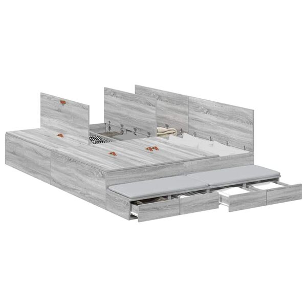 vidaXL Struttura letto con contenitore Grigio Sonoma 160 cm