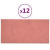 vidaXL Pannelli Murali 12 pz Rosa 30x15 cm Velluto 0,54 m²