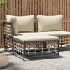 vidaXL Poggiapiedi da Giardino con Cuscino in Polyrattan Beige