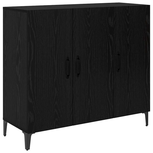 vidaXL Credenza Rovere nero 34 x 90 x 80 cm Legno multistrato