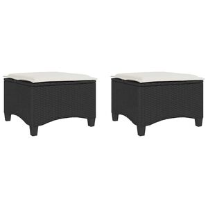 vidaXL Sgabelli Giardino con Cuscini 2 pz Nero 55x55x36 cm Polyrattan