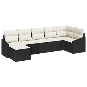 vidaXL Set di divani con cuscino 7 pcs Nero polyrattan