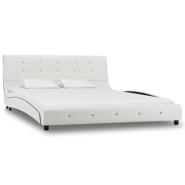 vidaXL Letto con Materasso Memory Foam Bianco in Similpelle 140x200 cm