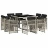 vidaXL Set Pranzo da Giardino 9pz con Cuscini Grigio Chiaro Polyrattan
