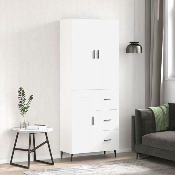 vidaXL Credenza Bianca 69,5x34x180 cm in Legno Multistrato