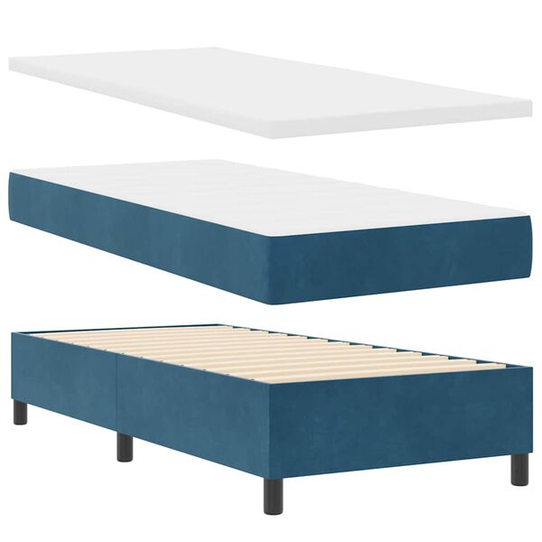 vidaXL Letto a molle con testiera Blu 90 x 190 cm Velluto