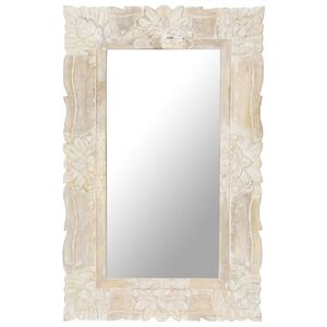 vidaXL Specchio Bianco 80x50 cm in Legno Massello di Mango