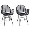 vidaXL Sedia da pranzo 2 pz Rattan e Ferro Nero 57 x 55 x 85 cm