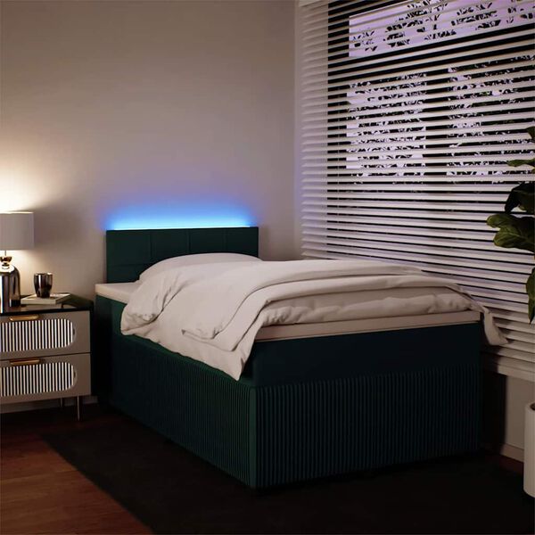 vidaXL Giroletto a Molle con Materasso Verde Scuro 120x200 cm Velluto