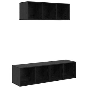 vidaXL Set mobile TV 2 pcs Rovere Nero Legno multistrato